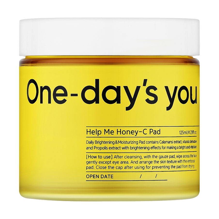 Тонер-диски для обличчя One-day's You Help Me! Honey-C Pad з прополісом та вітаміном С, 60 шт